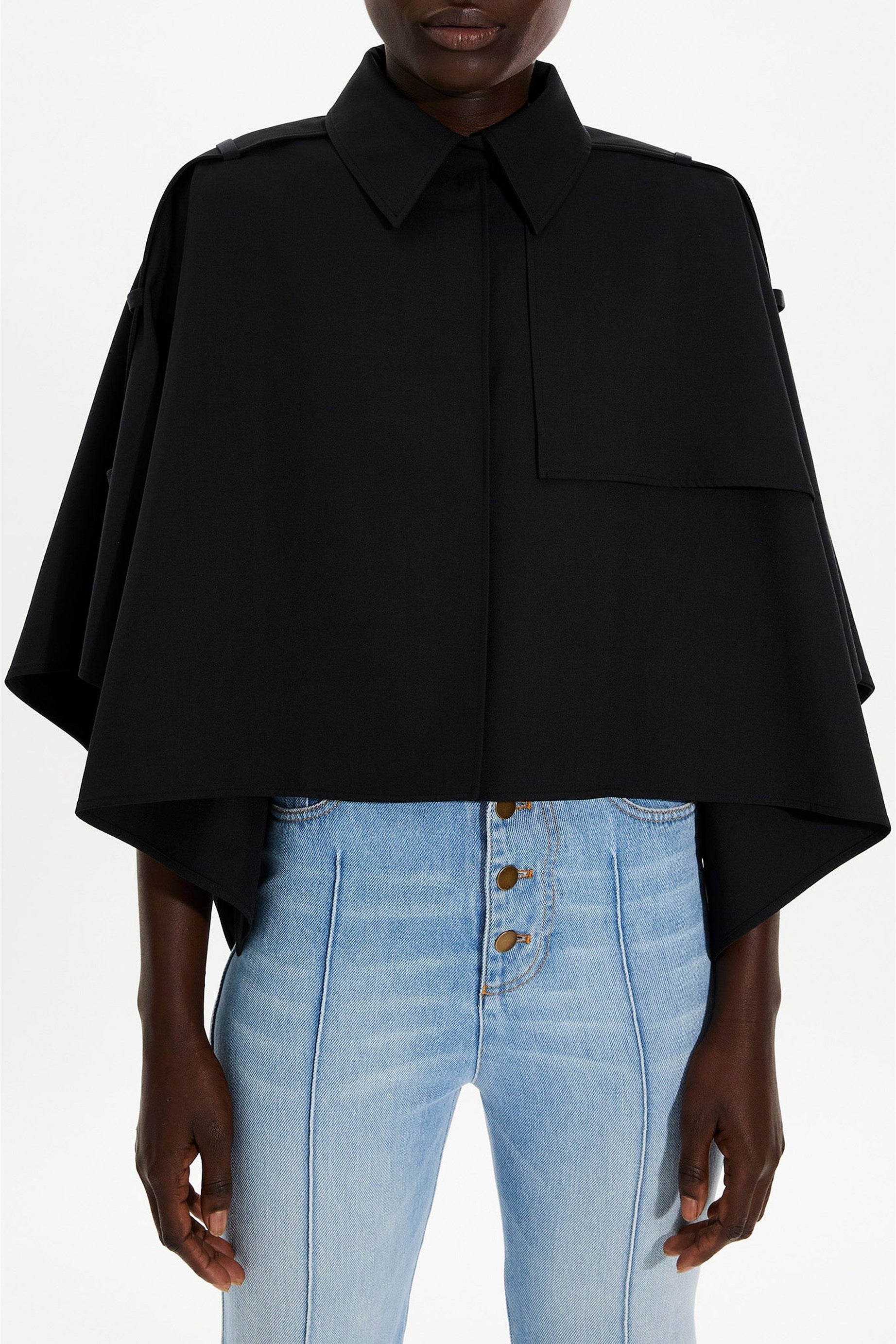 Cape crop en gabardine - Noir