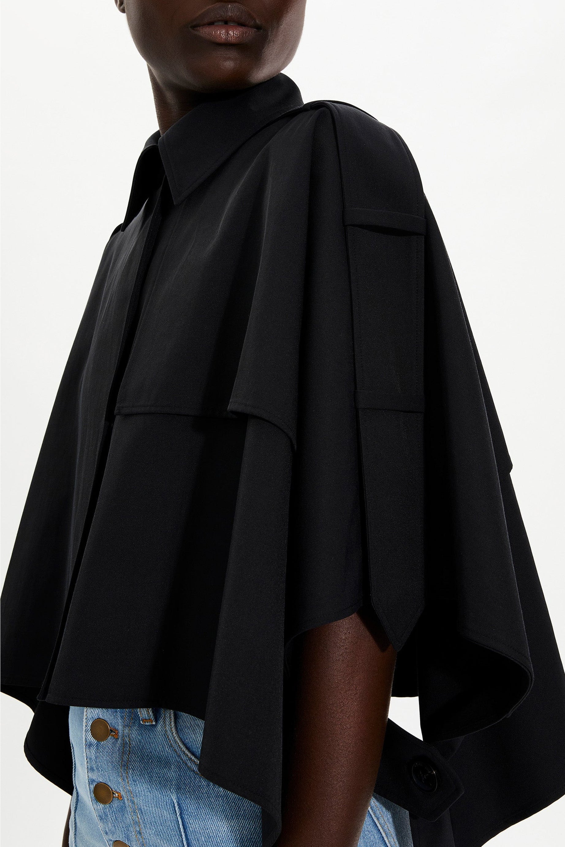 Cape crop en gabardine - Noir