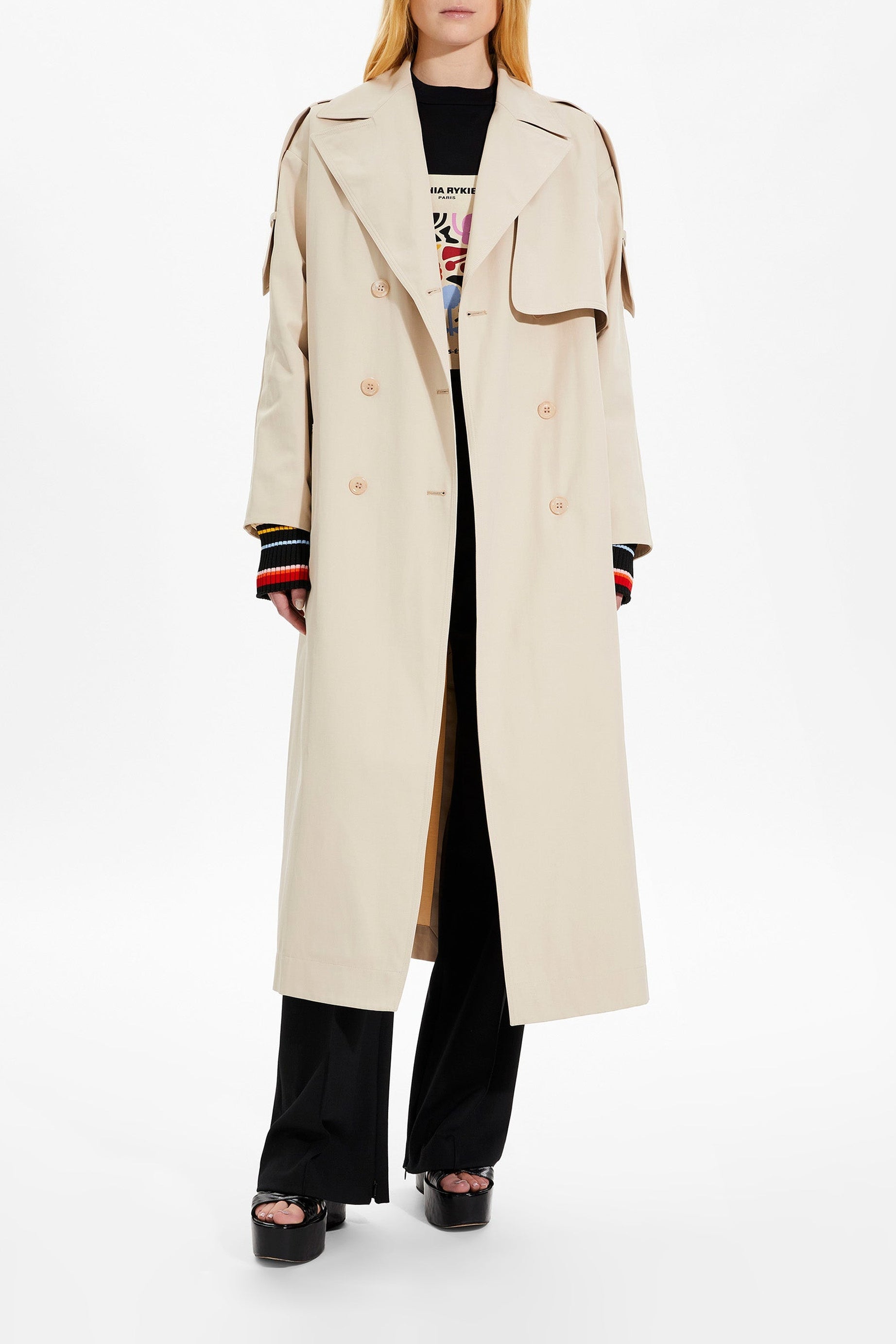 Trench long structuré - Beige