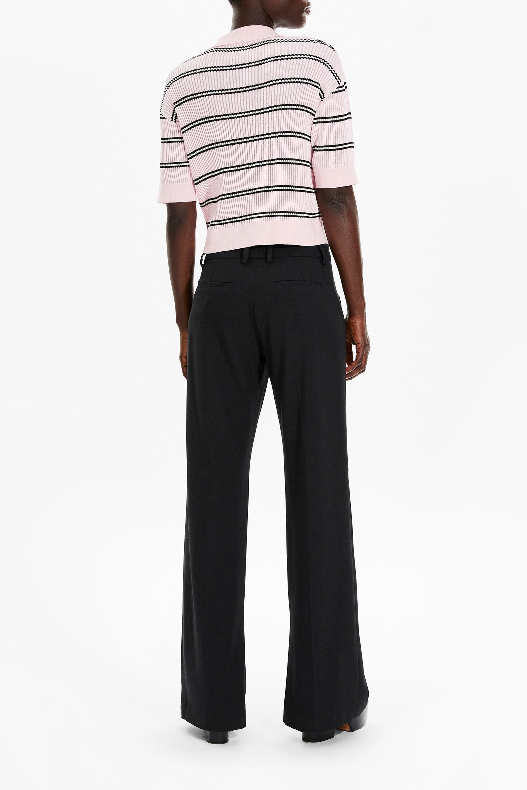 Pantalon droit à ourlets fendus - Noir