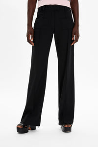 Pantalon droit à ourlets fendus - Noir
