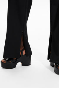 Pantalon droit à ourlets fendus - Noir