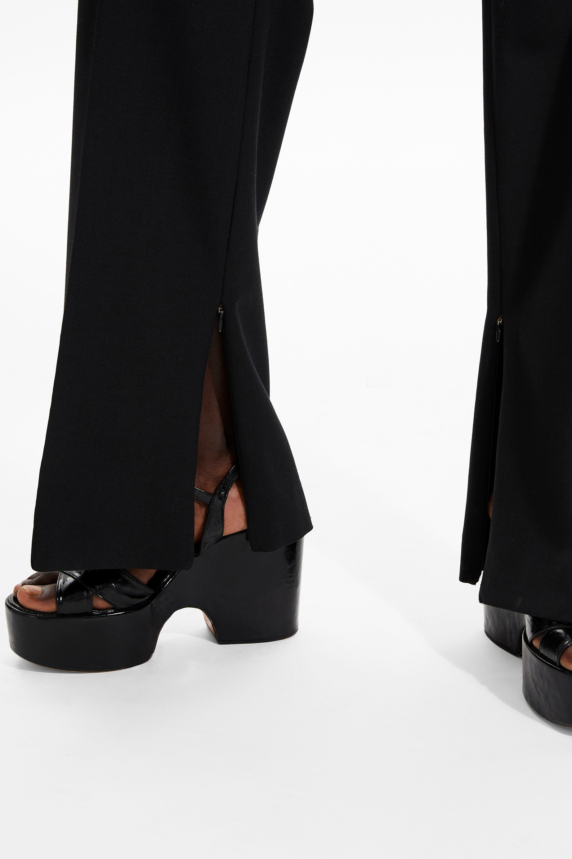 Pantalon droit à ourlets fendus - Noir