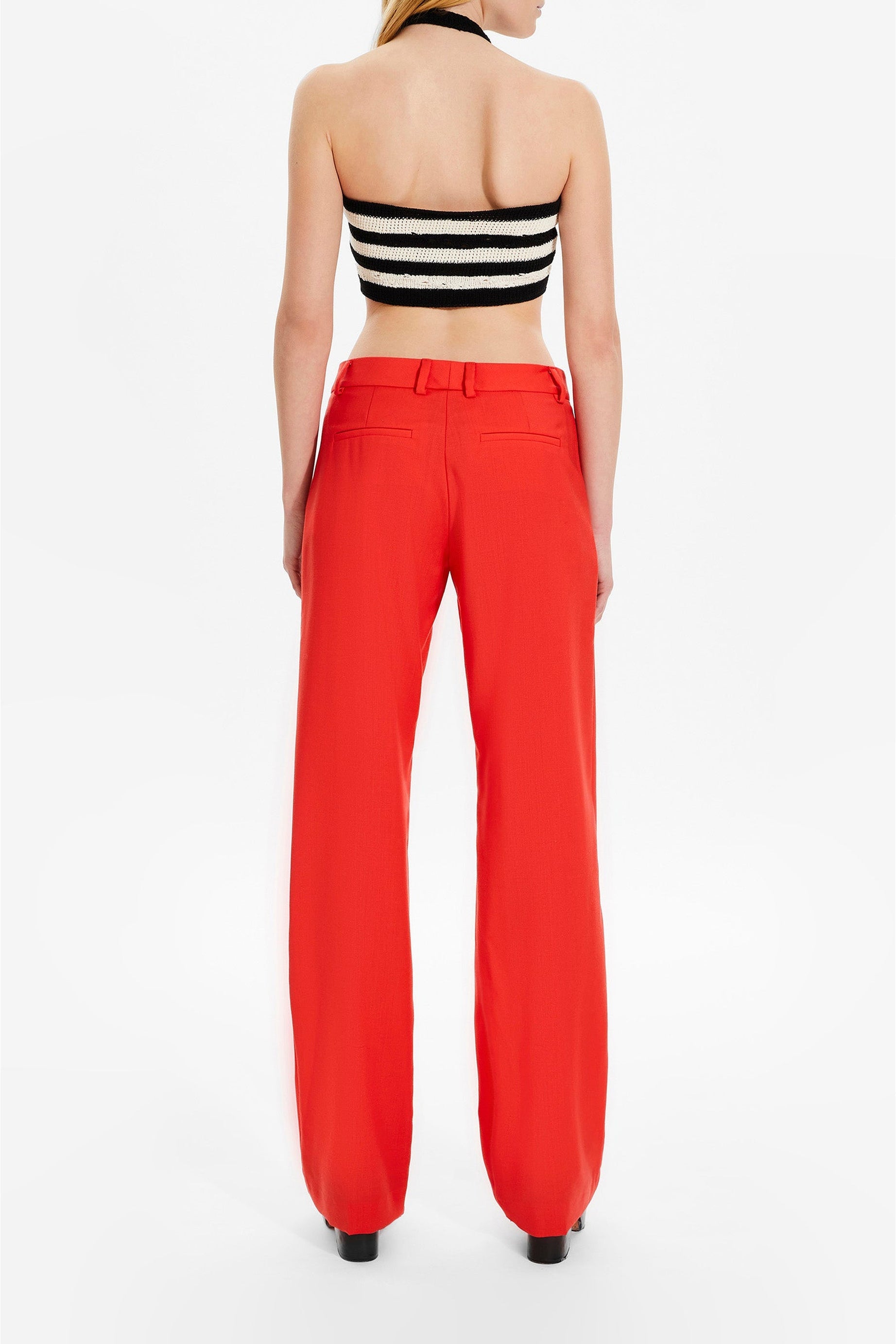 Pantalon droit à ourlets fendus - Corail