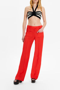 Pantalon droit à ourlets fendus - Corail