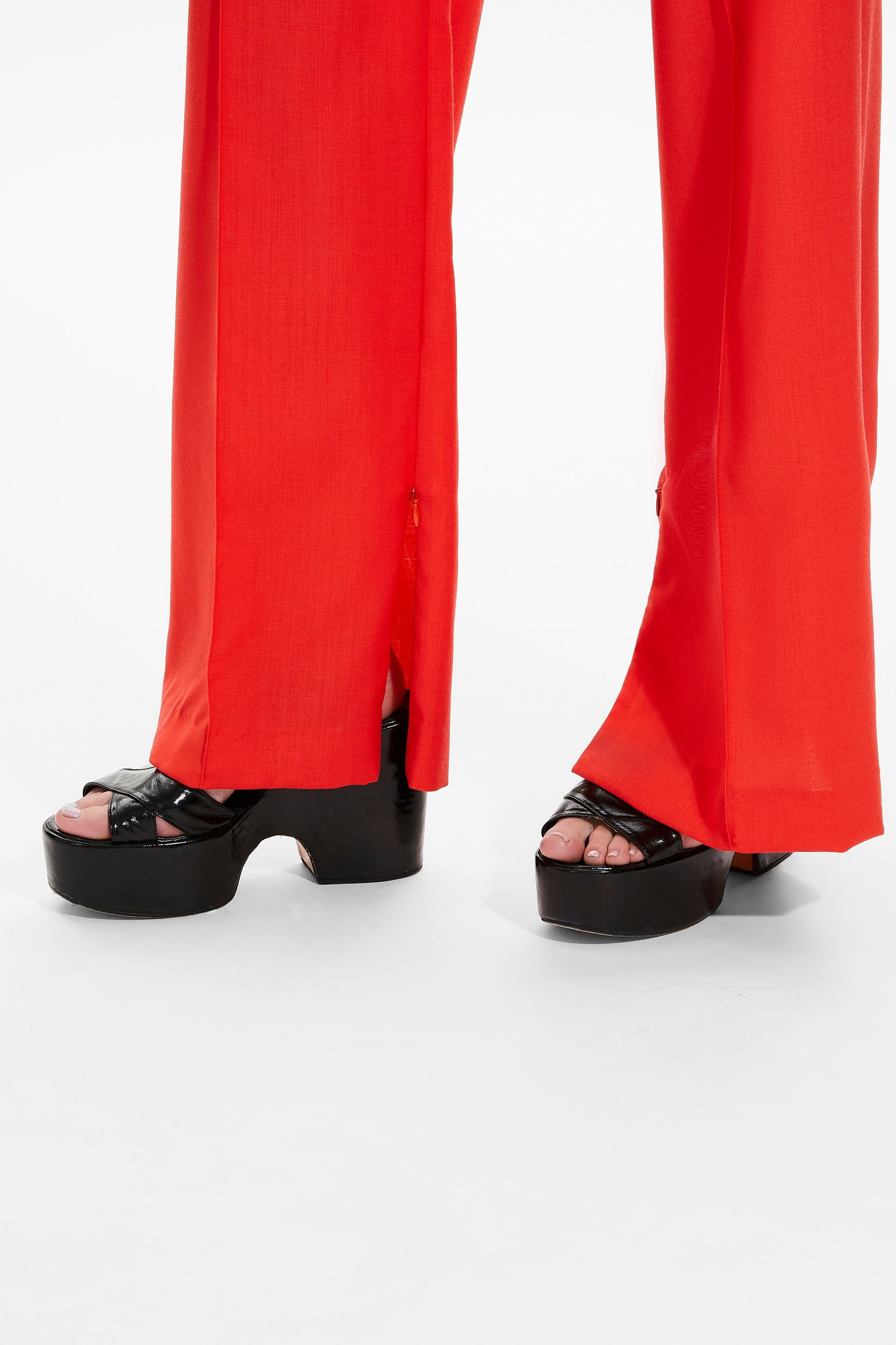 Pantalon droit à ourlets fendus - Corail