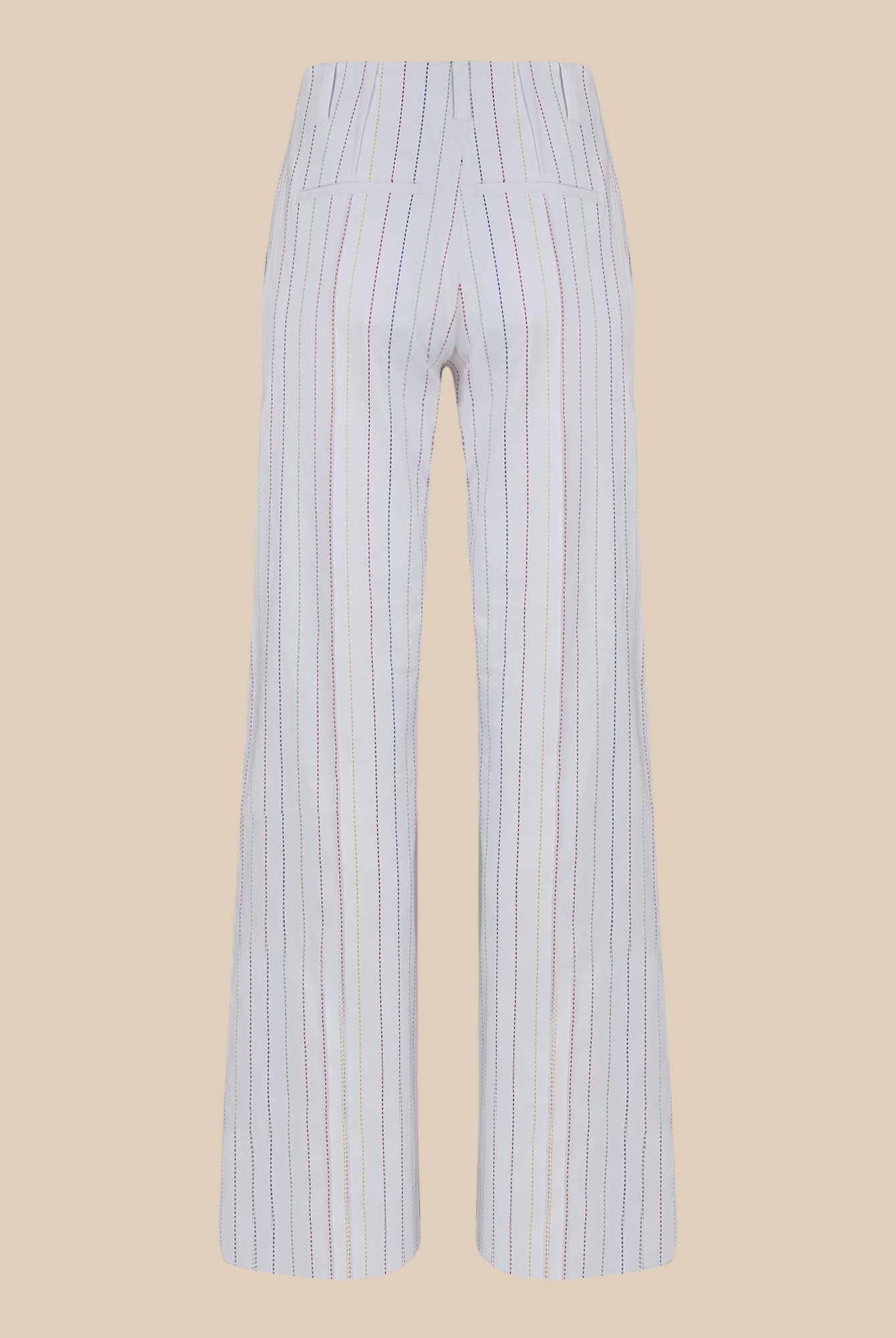 Pantalon droit rayé - Blanc