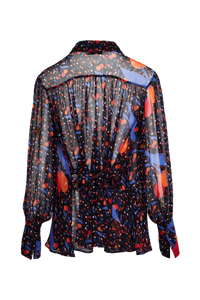 Chemise fluide à imprimé fleurie - Noir