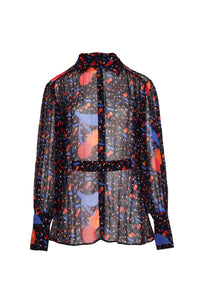 Chemise fluide à imprimé fleurie - Noir