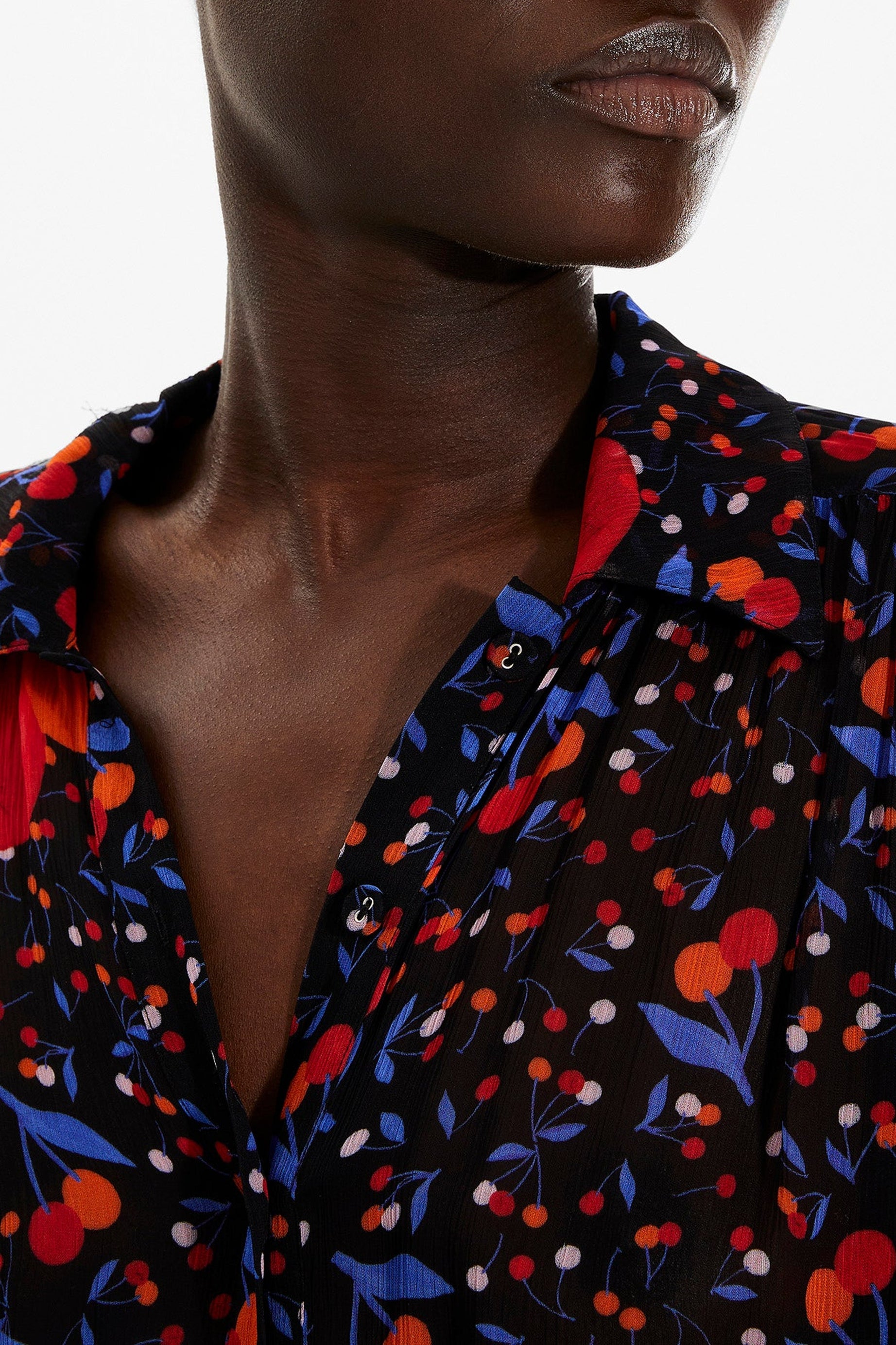 Chemise fluide à imprimé fleurie - Noir