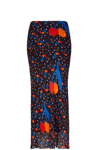 Jupe fluide midi à motifs cerise - Noir