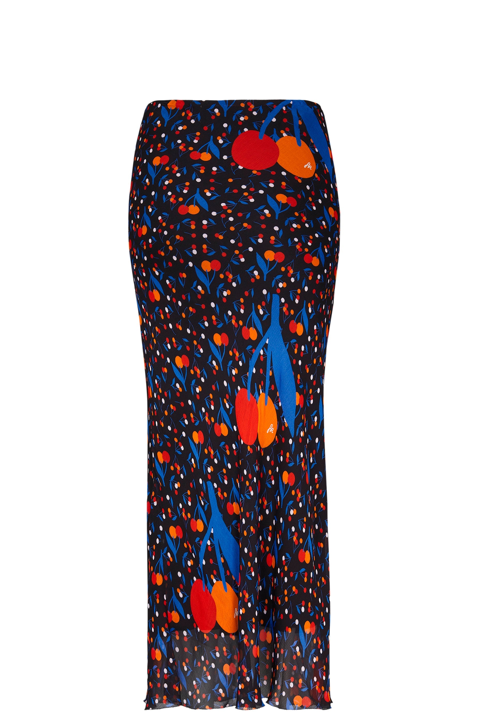 Jupe fluide midi à motifs cerise - Noir