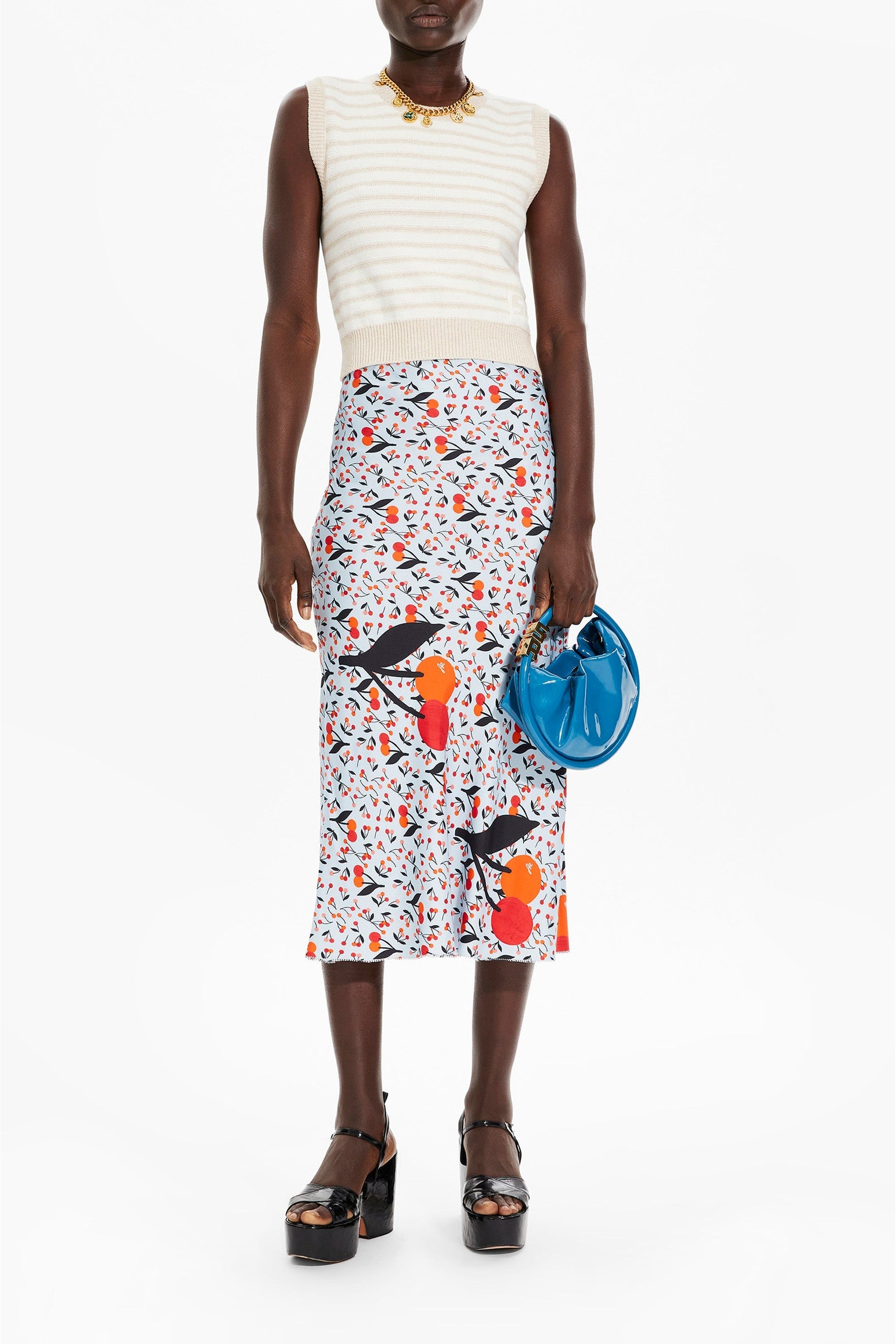 Jupe midi à motifs cerise - Baby Blue