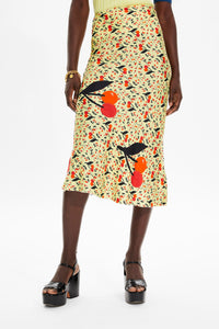 Jupe midi à motifs cerise - Baby Yellow