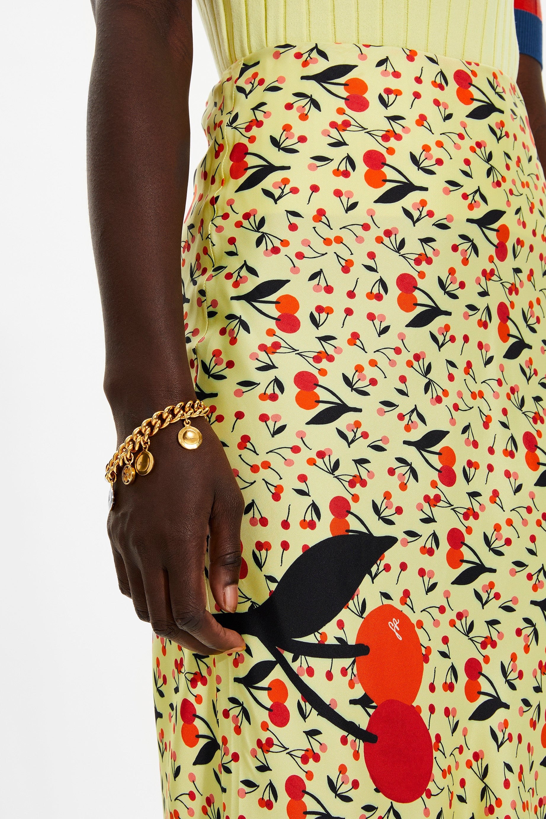 Jupe midi à motifs cerise - Baby Yellow