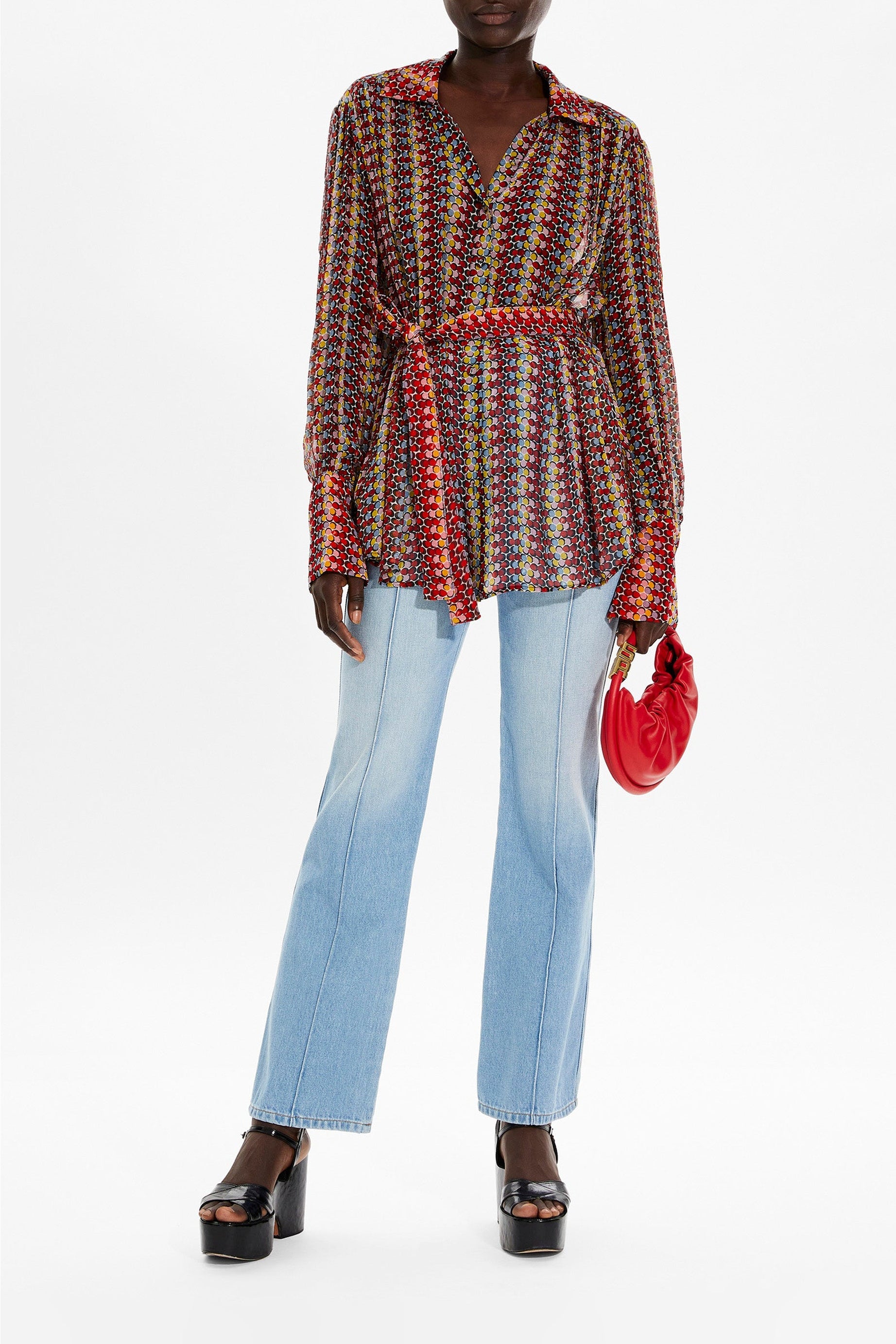 Chemise à pois en soie - Multicolor