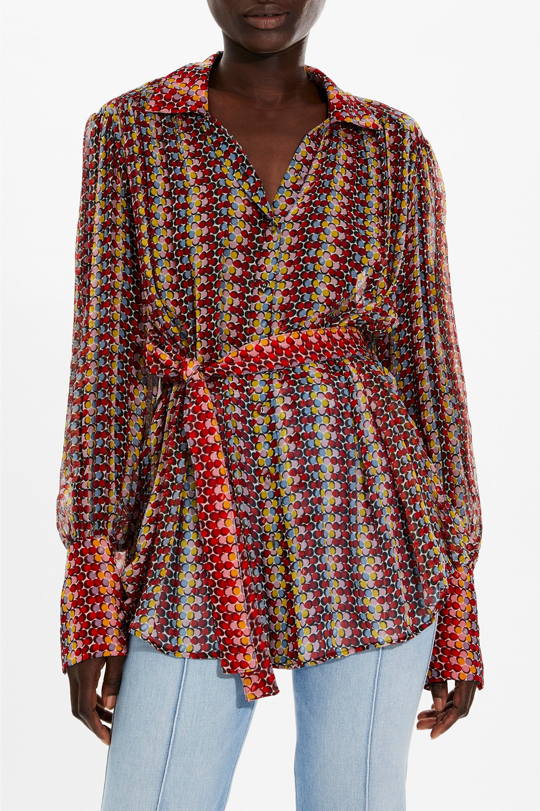 Chemise à pois en soie - Multicolor
