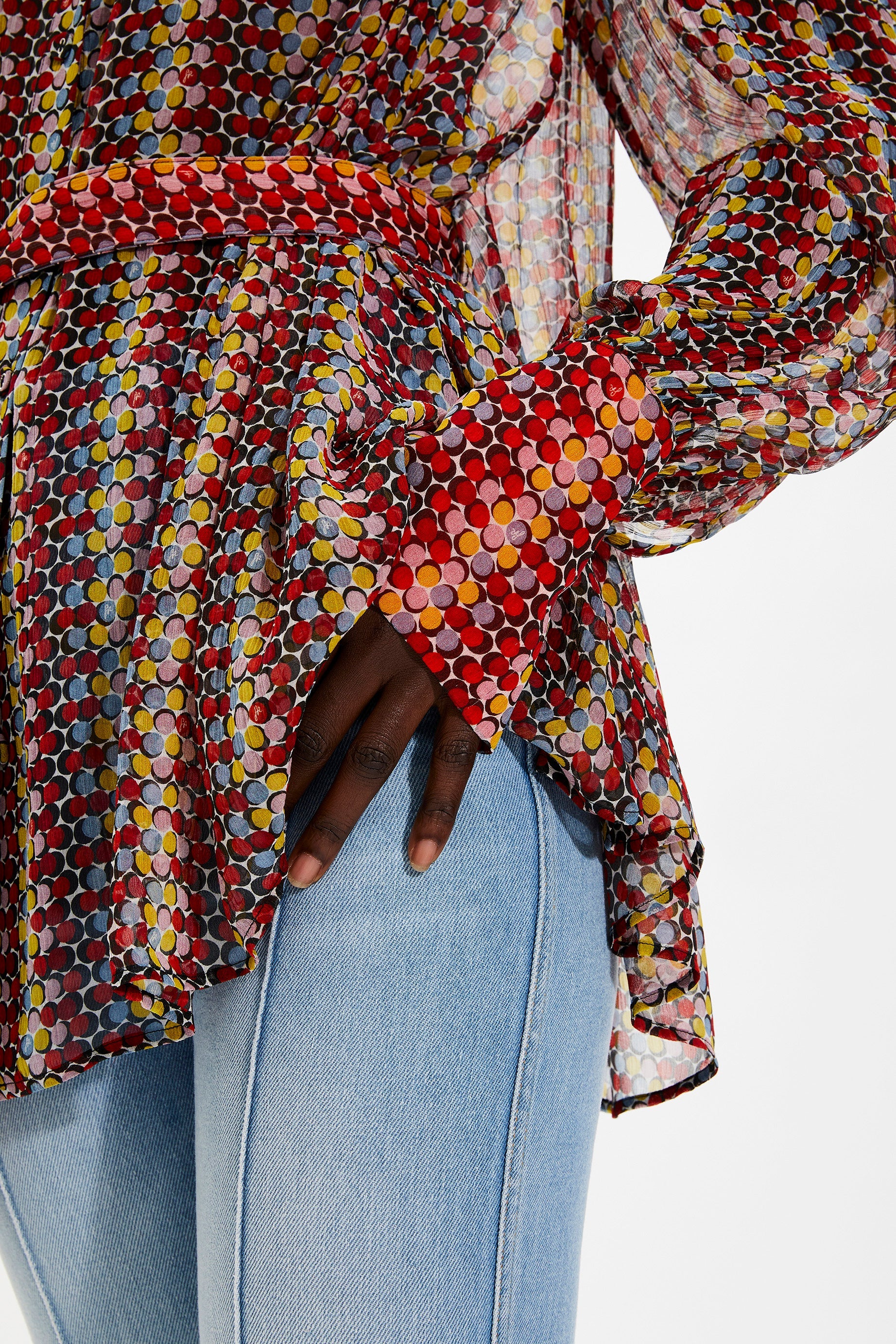 Chemise à pois en soie - Multicolor