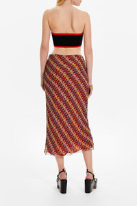 Jupe midi en soie à pois en soie - Multicolor