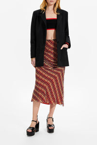 Jupe midi en soie à pois en soie - Multicolor