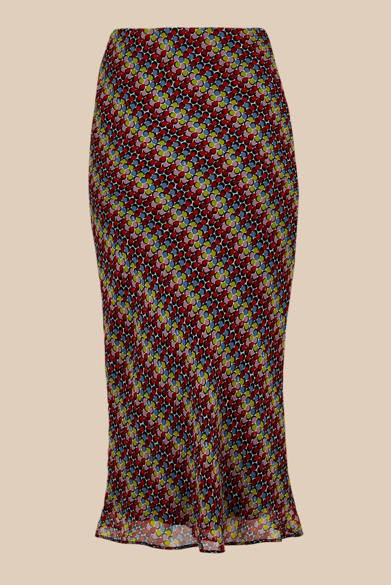 Jupe midi en soie à pois en soie - Multicolor