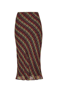 Jupe midi en soie à pois en soie - Multicolor