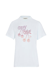 T-shirt Cherry à strass - Baby Blue
