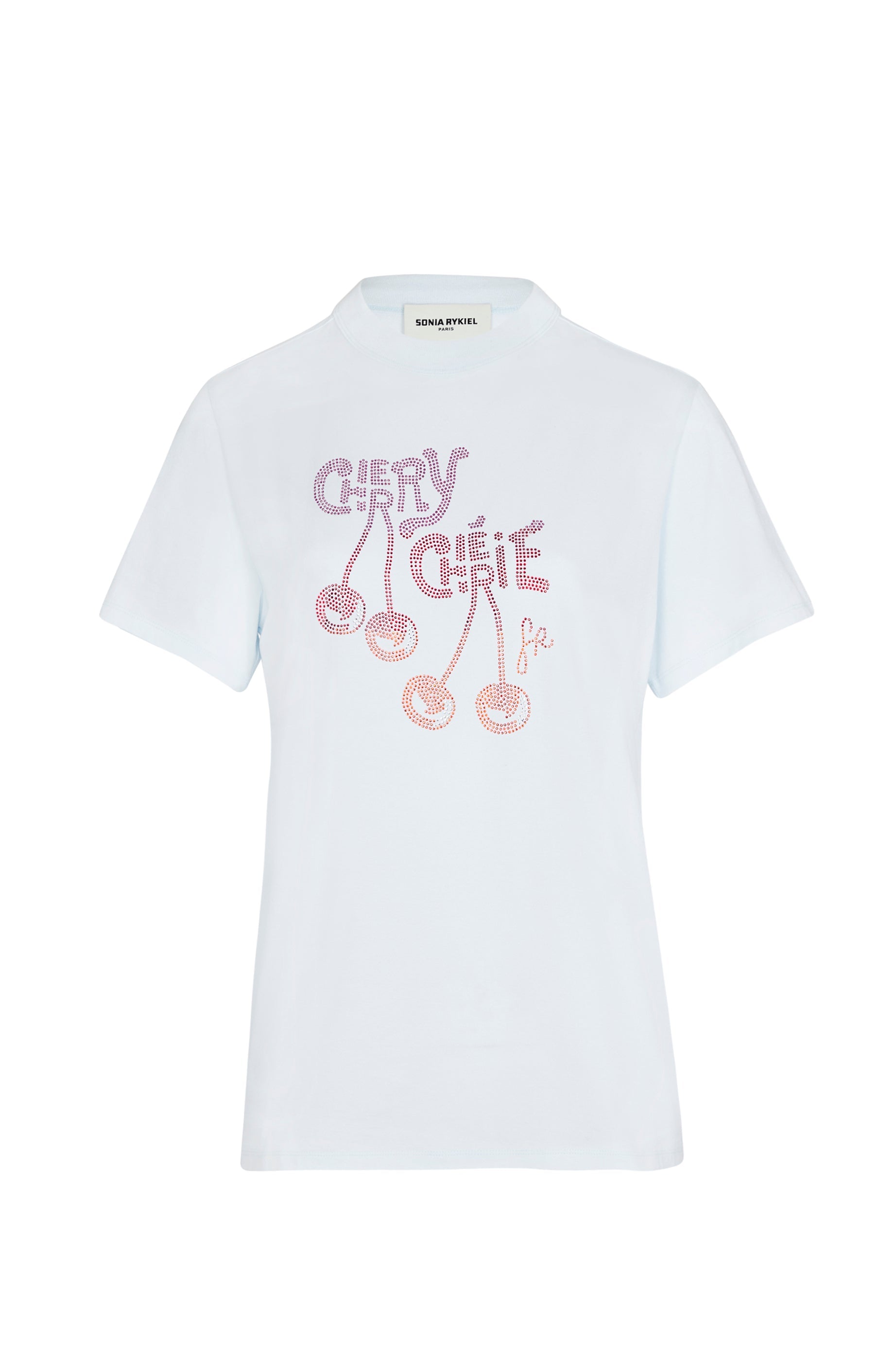 T-shirt Cherry à strass - Baby Blue