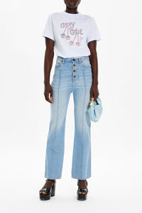 T-shirt Cherry à strass - Baby Blue