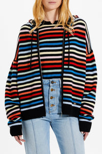 Hoodie Poorboy rayé en laine - Multicolor
