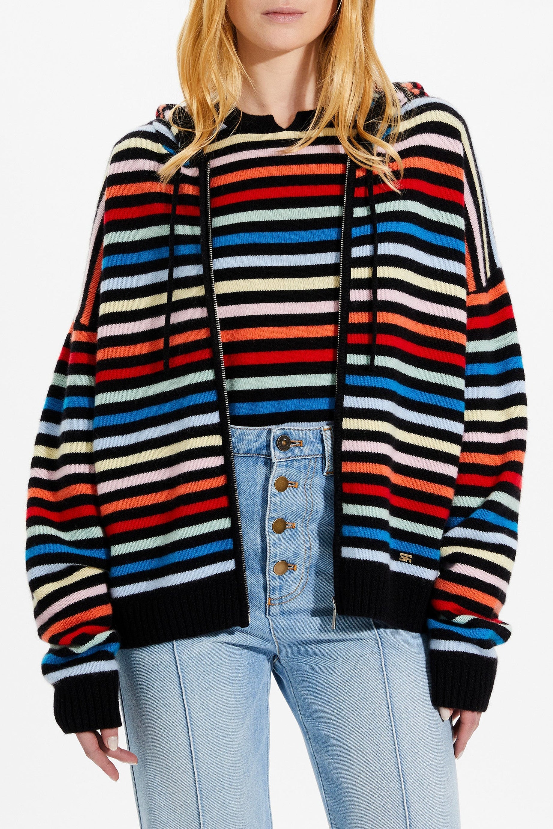 Hoodie Poorboy rayé en laine - Multicolor