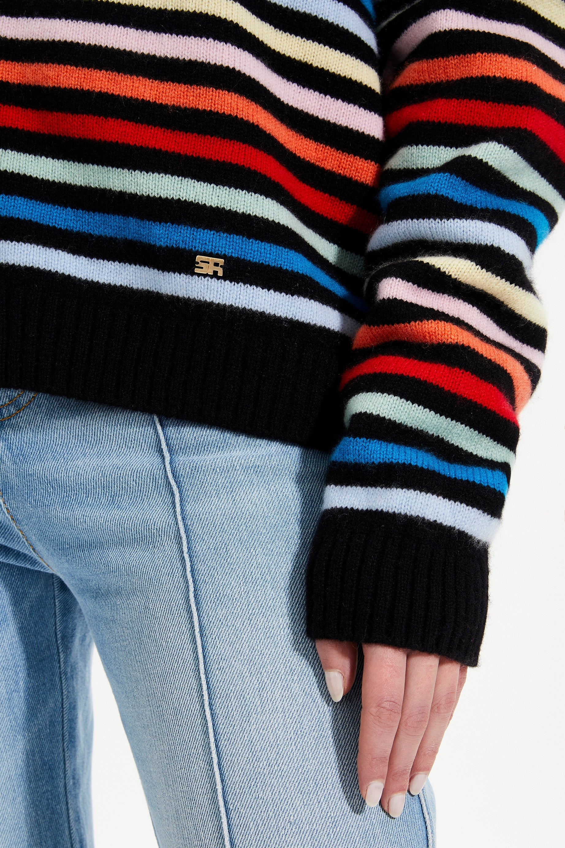 Hoodie Poorboy rayé en laine - Multicolor