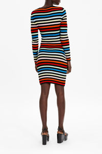 Robe courte à col carré - Multicolor