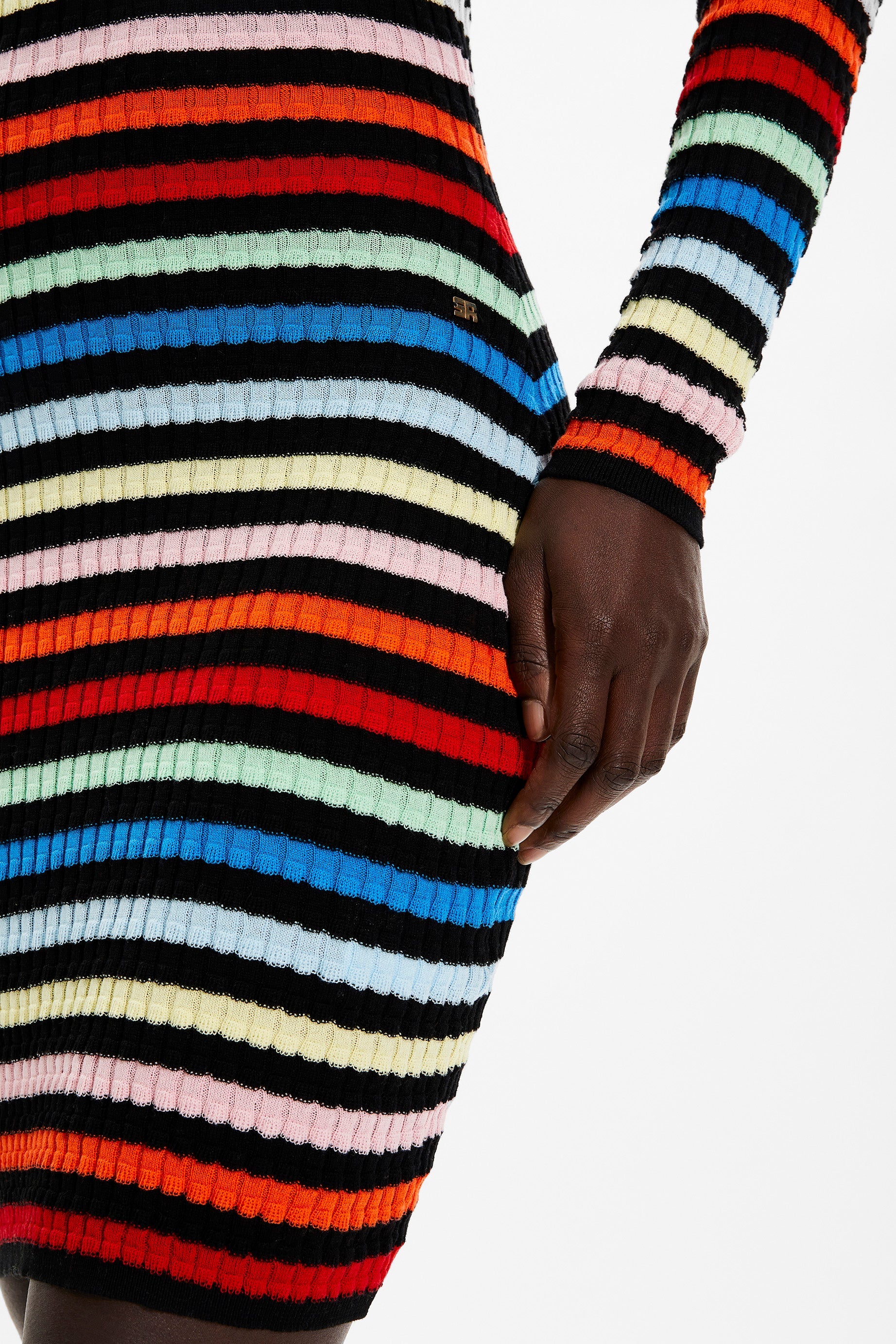 Robe courte à col carré - Multicolor