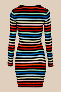 Robe courte à col carré - Multicolor