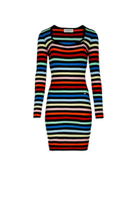 Robe courte à col carré - Multicolor