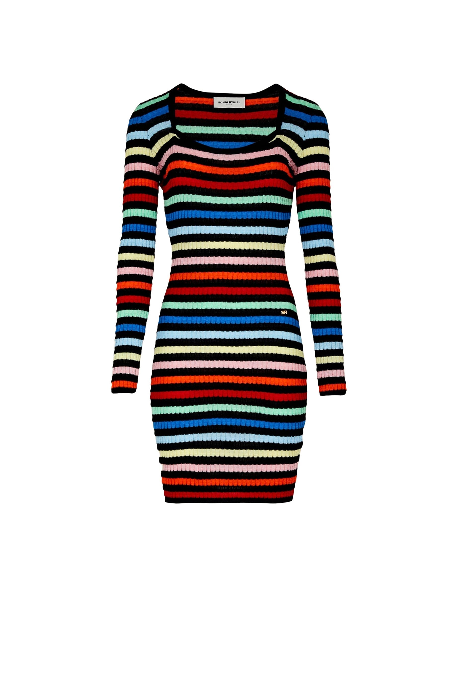 Robe courte à col carré - Multicolor