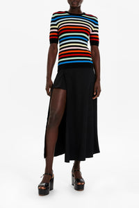 Top rayé en maille - Multicolor