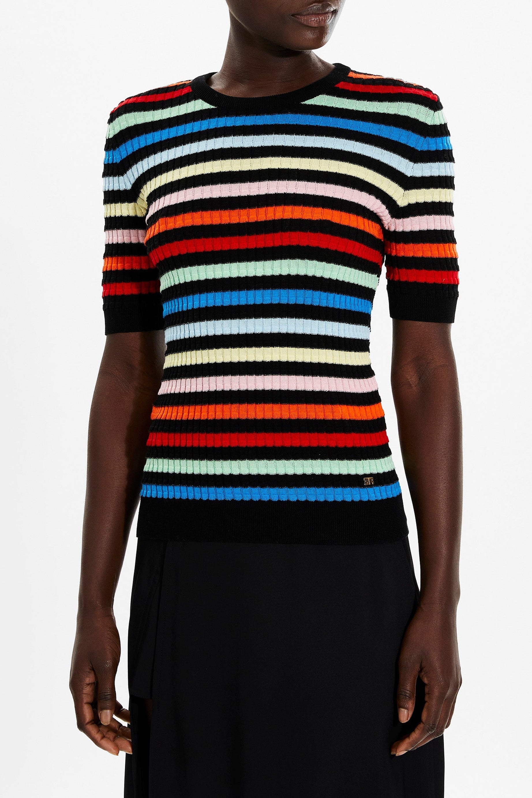 Top rayé en maille - Multicolor