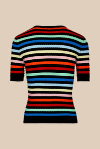 Top rayé en maille - Multicolor