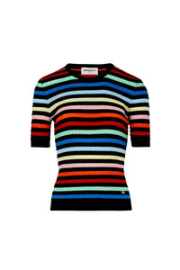 Top rayé en maille - Multicolor