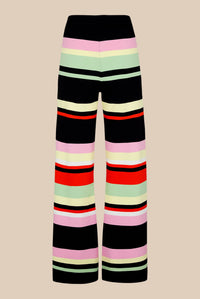 Pantalon rayé à jambes larges - Noir