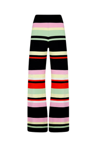 Pantalon rayé à jambes larges - Noir