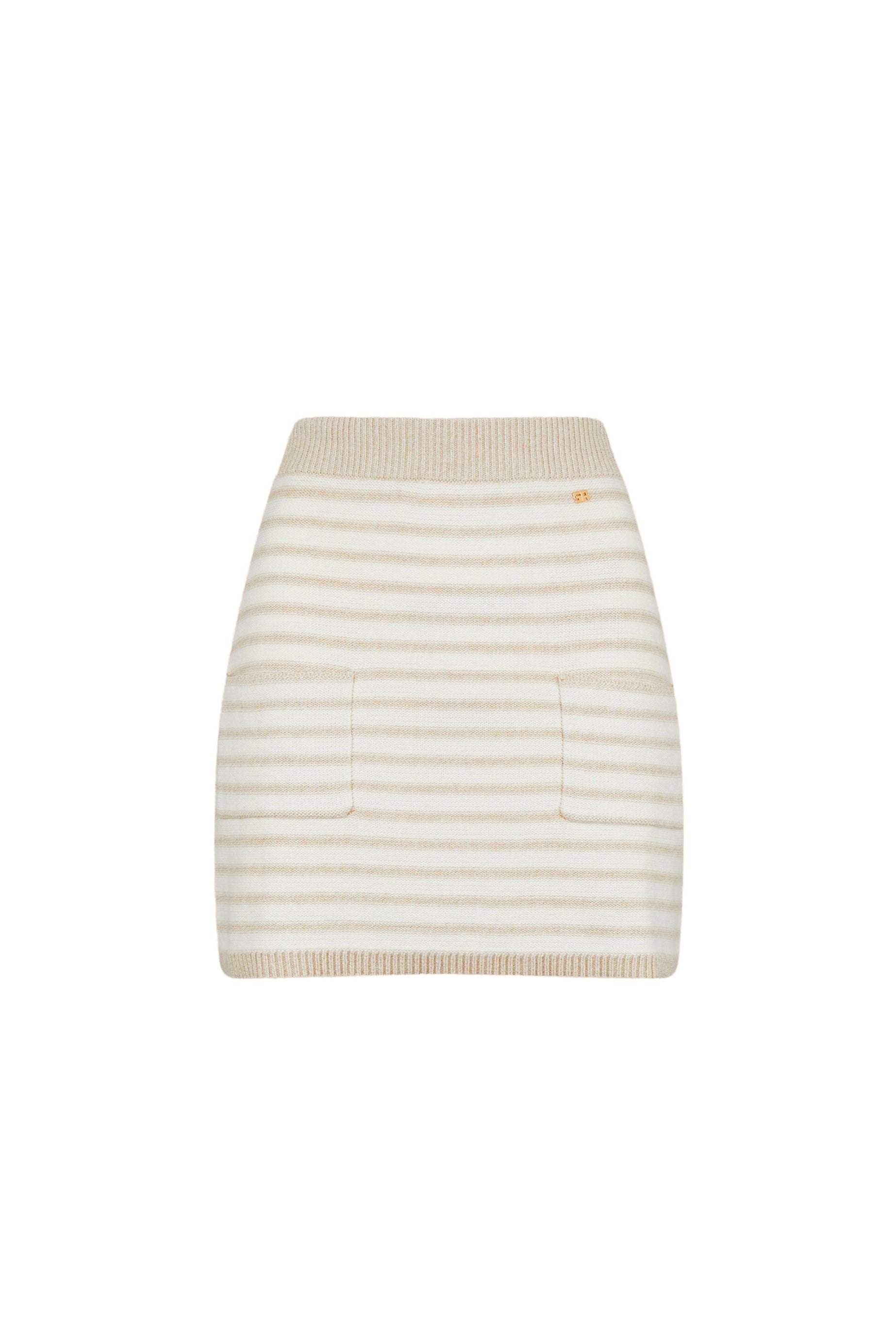 Jupe courte bicolore - Écru & Beige