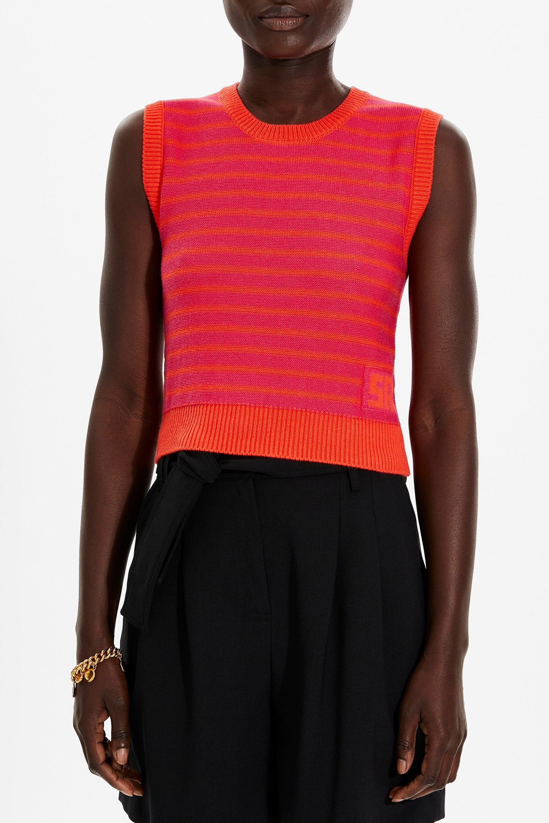 Top sans manches bicolore - Fuchsia & Corail