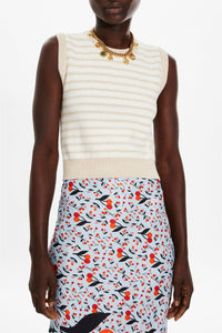 Top sans manches bicolore - Écru & Beige