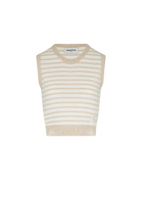Top sans manches bicolore - Écru & Beige