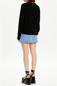 Pull à motifs en strass en laine - Noir