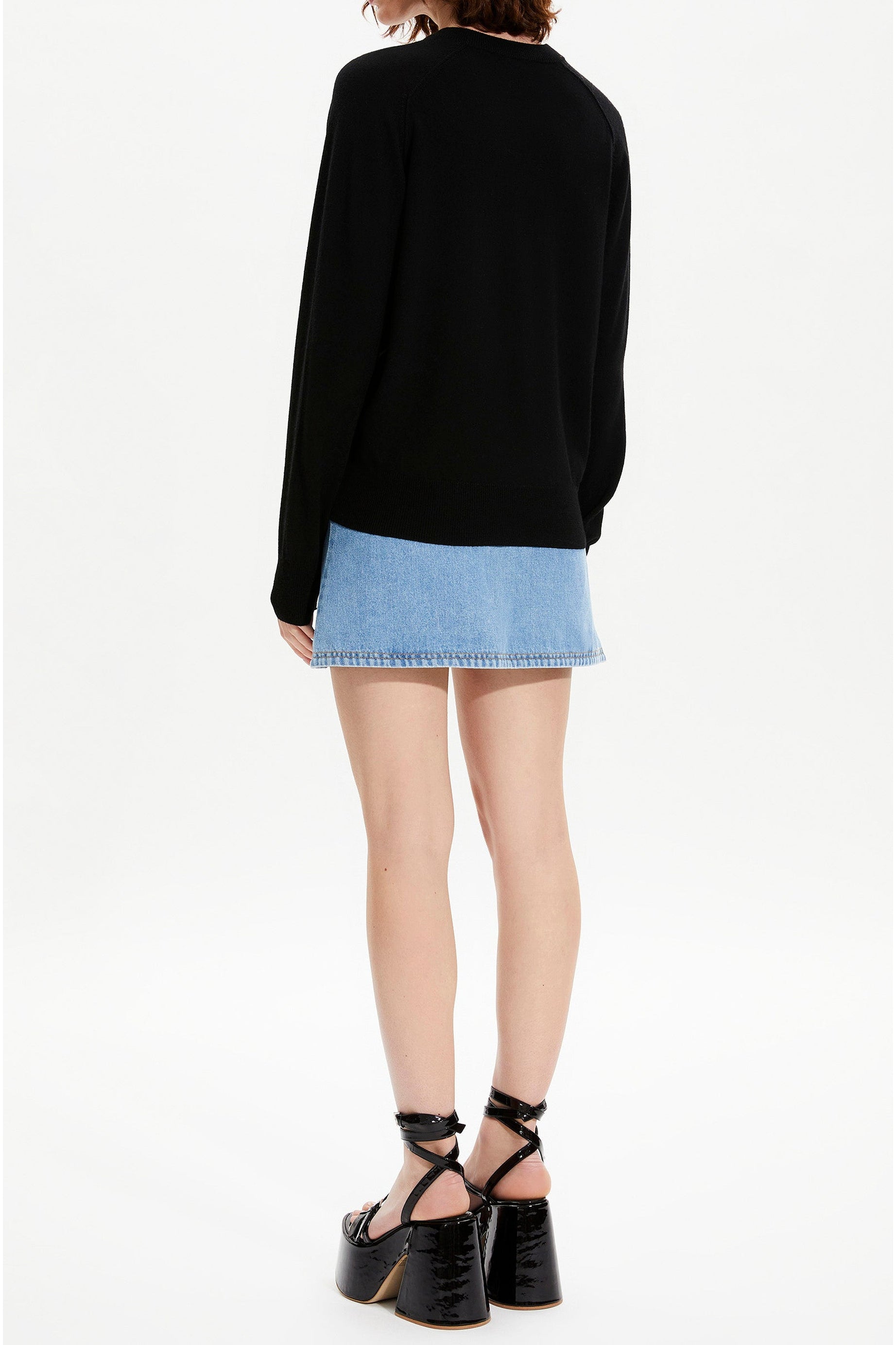 Pull à motifs en strass en laine - Noir