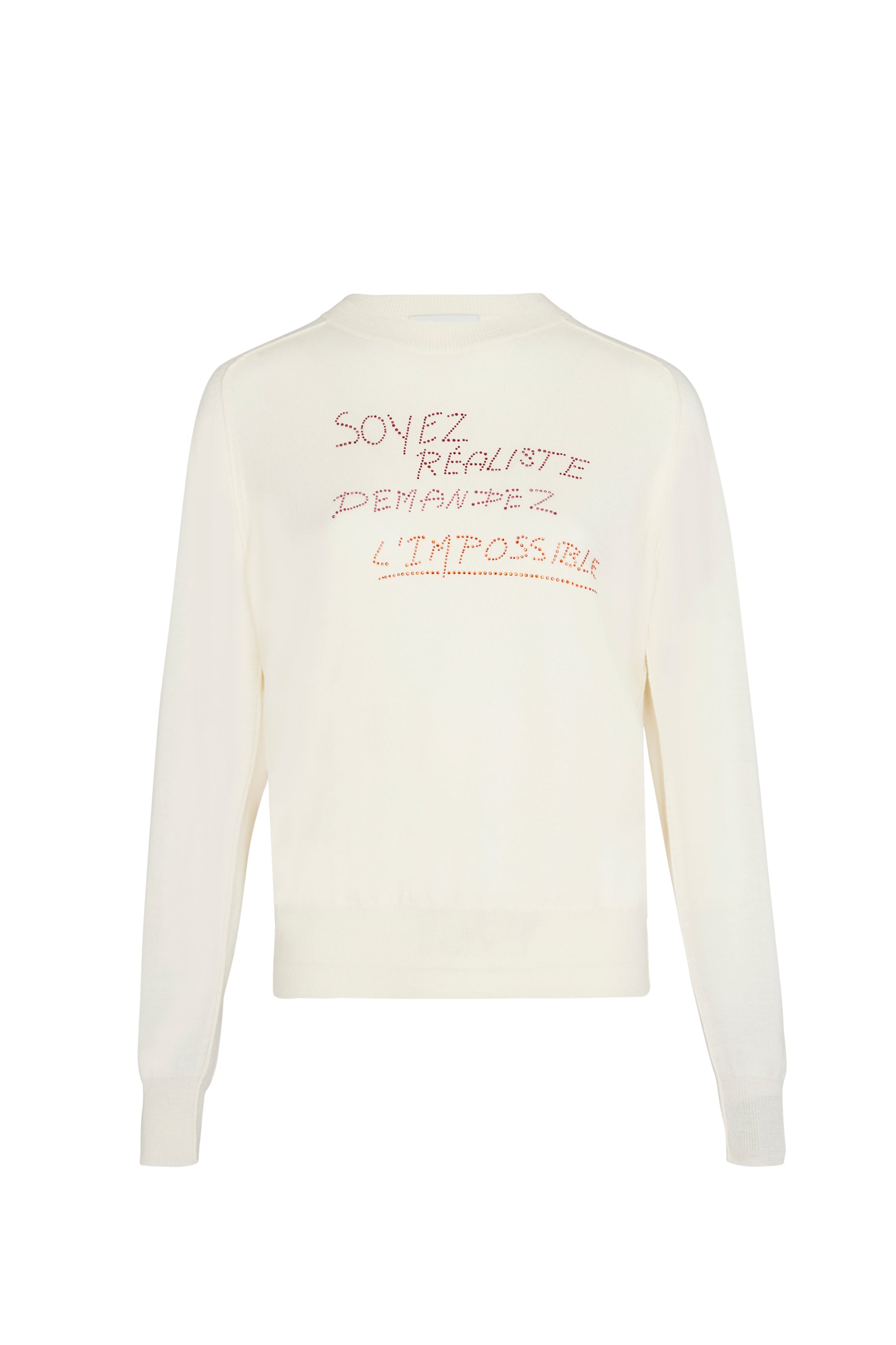 Pull à motifs en strass en laine - Blanc